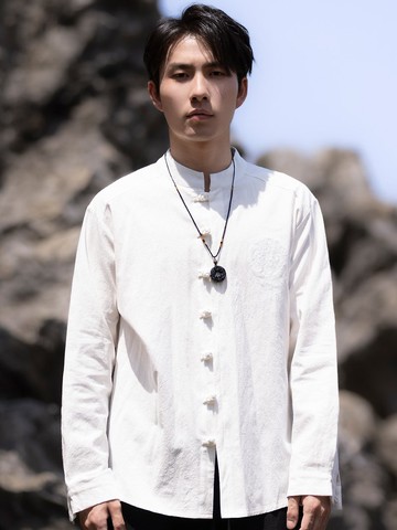 新中式復古 極簡盤扣襯衫