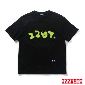 IZZVATI-水滴字貼布繡短T-黑