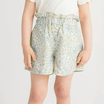 日本 BRANSHES - 水陸兩穿 女孩輕便彈性休閒短褲-花朵-橘杏