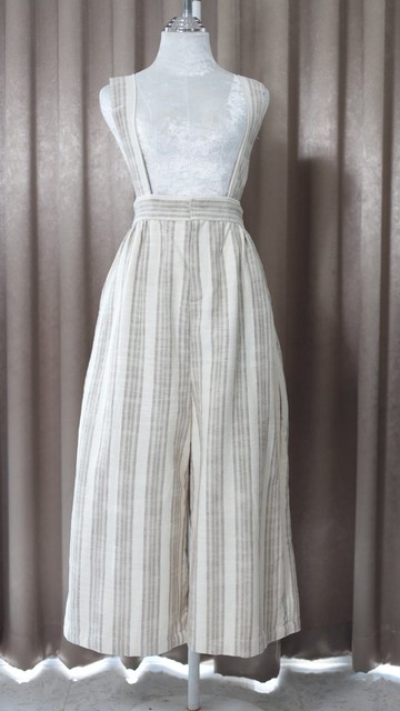 Loom & Leaf - 高腰吊帶褲，手工紡織純棉