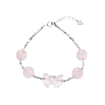 [純銀/粉水晶] 幻粉少女手鍊 / Pink Butterfly Bracelet