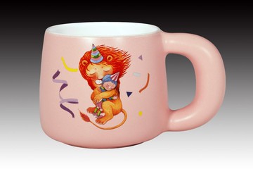 幾米 擁抱 日日馬克杯 獅子(桃紅釉)