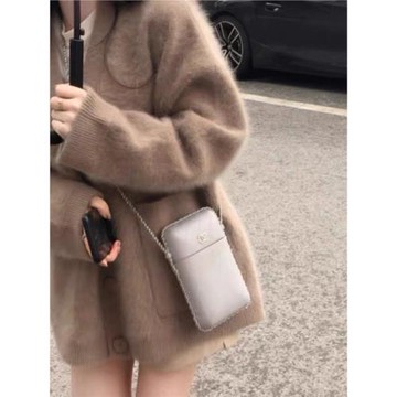 水貂絨羊絨毛衣浣熊絨開衫女秋冬加厚軟糯奶fufu中長款馬海毛外套