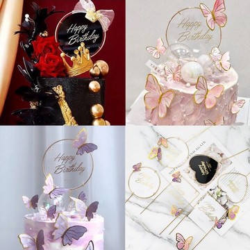 [Hare.D]燙金 壓克力插牌 生日快樂 插牌 蛋糕插旗 蛋糕裝飾 烘焙蛋糕  插牌