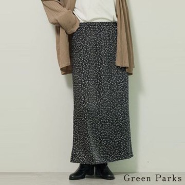 〚Green Parks〛素面/碎花修身剪裁緞面窄裙