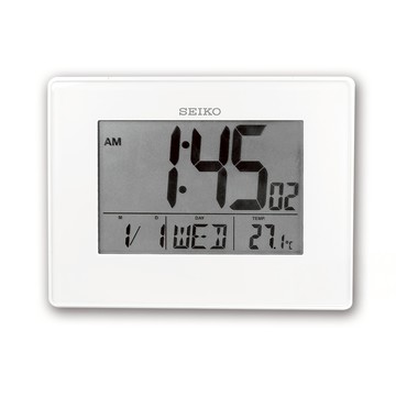 Seiko 精工 多功能日期溫度貪睡鬧鈴電子鐘 QHL057W  白色