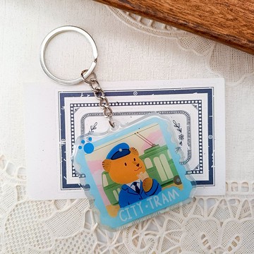 PP635_車站小熊/晶透吊飾