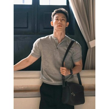 純色cleanfitt亨利領短袖男士夏季新款美式高級感休閑正肩修身T恤鑫弘-衣錦男裝