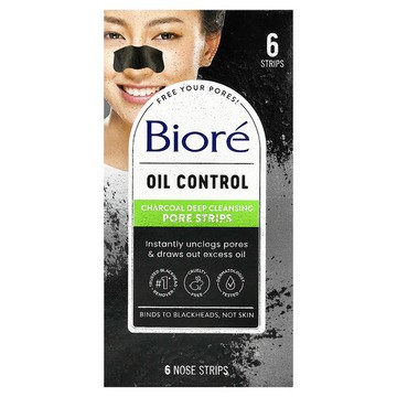 Biore, 深層清潔毛孔貼，木炭，6 條鼻貼