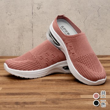 【韓國K.W.】YT7050精品舒壓氣墊式穆勒鞋(厚底/帆布/亮鑽/ 樂福鞋/休閒鞋)