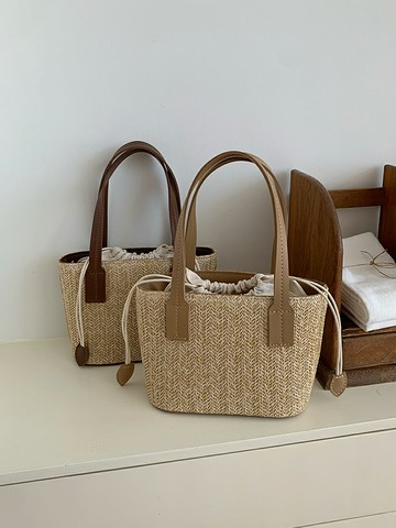 草編包 藤編包 沙灘包 韓國ins草編織小包包夏季新款休閒度假女包菜籃子手提單肩斜挎包