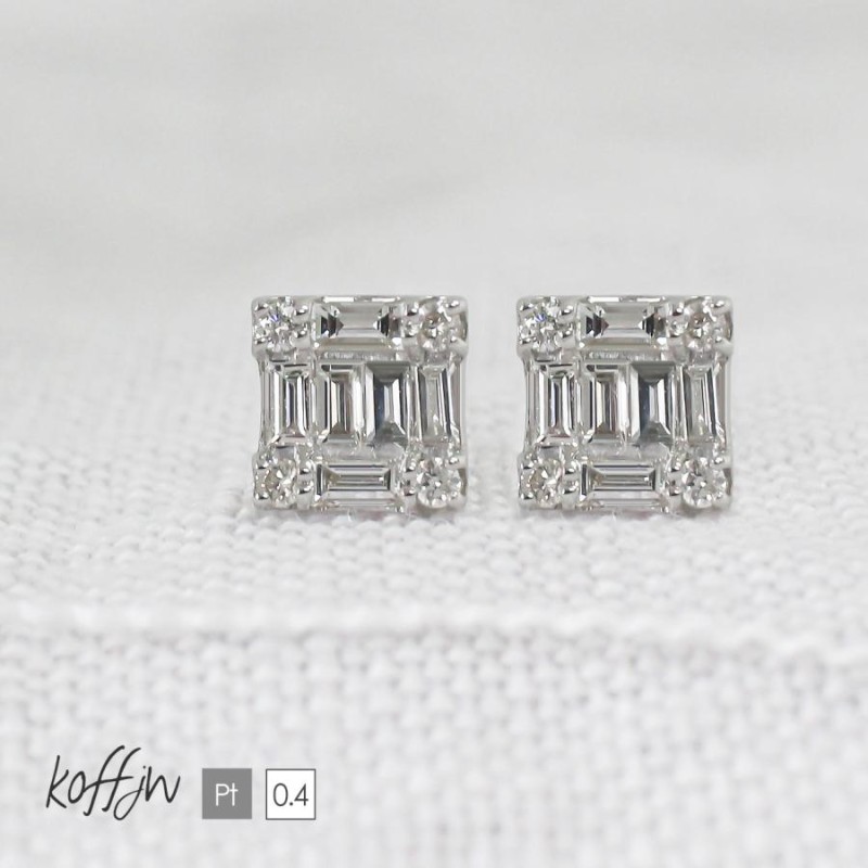 ピアス レディース プラチナ ダイヤモンド pt900 0.4ct バケット ...