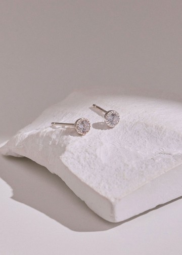 925純銀｜小圓鑽耳環 (3mm)