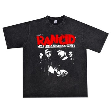 數碼直噴搖滾RANCID惡臭合唱團樂隊印花T恤短袖寬松純棉重磅嘻哈