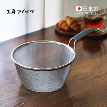 日本相澤工房 AIZAWA 日本製18-8不鏽鋼過濾網勺(附矽膠握柄)