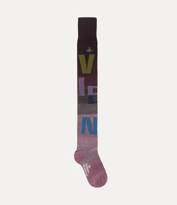 Vivienne Westwood Over The Knee Sock Logomania Red Os-u Women