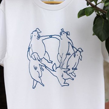 i了藝術家系列MATISSE 馬蒂斯“跳舞”的小豬印花T恤短袖夏季文藝
