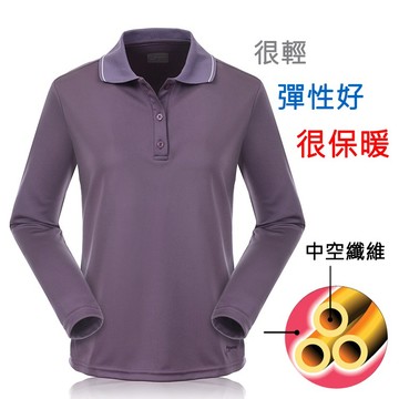 意都美LITUME CP610女款Thermolite中空纖維輕量保暖萊卡彈性伸縮乾爽保暖內裡刷毛戶外Polo休閒排汗衫