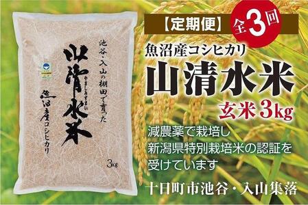 玄米3kg　新潟県魚沼産コシヒカリ「山清水米」