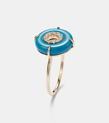 Mateo 14kt gold ring with turquoise and diamonds
