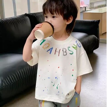 男童t恤 兒童短袖 兒童夏季短T 白色上衣 純棉男孩半袖 小童夏裝 童裝短袖T恤 男童短袖上衣 百搭T恤【不二雜貨】