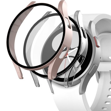 Nuart 不變色 三星 Galaxy Watch 全包覆 硬殼 2入  Galaxy Watch 5(40mm)  玫瑰金+透明  2個