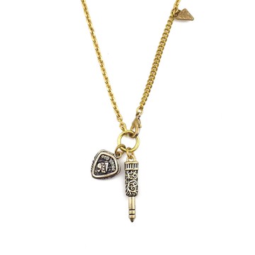 雕花導線PICK項鍊 銅本色二款