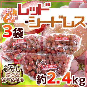 種なしぶどう ”レッドシードレス” 3袋 約2.4kg ちょっと訳あり チリ・アメリカ産他 赤ぶどう 送料無料