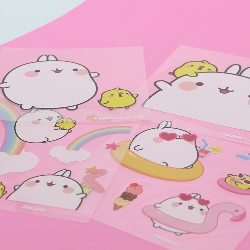 どこでもステッカー 4種セット MOLANG モラン 防水・UV加工 ネットショップセット ステッカー カー用品 防水加工 ＵＶ加工 メール便可