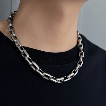 項鍊男 嘻哈項鍊 項鍊 工業風粗古巴項鍊男潮女嘻哈鎖骨鍊ins小眾歐美街頭嘻哈鈦鋼頸鍊『ZW8965』