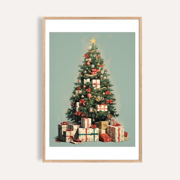 歡樂耶誕風格 / 禮物之樹 聖誕掛畫 海報 無框畫