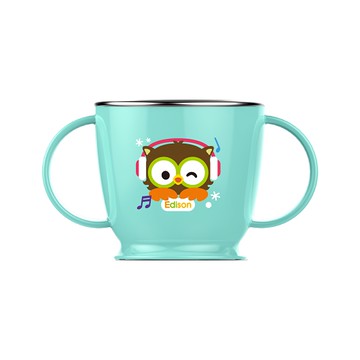 Edison 貓頭鷹ST雙握水杯  藍色  1個  240ml