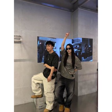 叢林野性.重磅260g精梳棉樹葉滿印水洗夏季男士圓領微闊短袖T恤