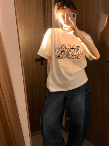 女生上衣 慵懶風 男生短袖 oversize寬鬆 韓版短T 圓領半袖 上衣女寬鬆休閒趣味純棉上衣男女通用圓領純棉重磅長袖