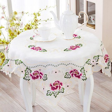 【協貿】高檔精美面料鏤空雕刻繡高端紫牡丹桌布