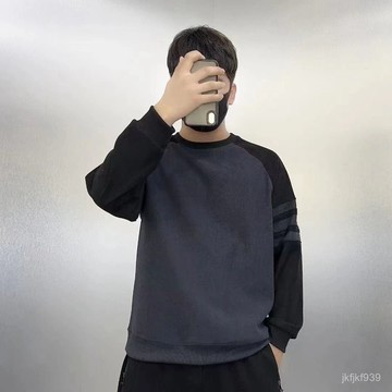 休閒長袖T恤  圓領長T 大學T 打底衫 大學T恤 修身 秋冬新款男士圓領衛衣時尚百搭修身舒適個性上衣潮流帥氣打底