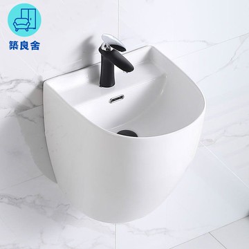 免運 公司貨 洗手盆 陶瓷盆 小戶型洗手盆 臺上盆 掛墻式洗手盆衛生間洗臉盆陽臺洗漱臺庭院懸空陶瓷壹體式臉盆純白工廠現貨直銷 售後保障 全館八折 51laa