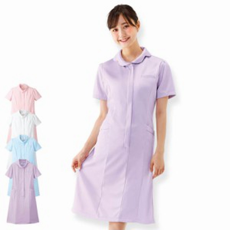 花形衿ワンピース ナースリー 看護師 医療 白衣 ナースウェア 女性 ユニフォーム エステ サロン 半袖 受付 制服 通販 Lineポイント最大1 0 Get Lineショッピング
