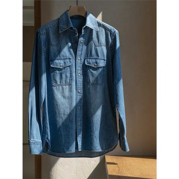 CM C'est Moi 狂野不羈 柔軟水洗藍立體裁剪男友風牛仔襯衫