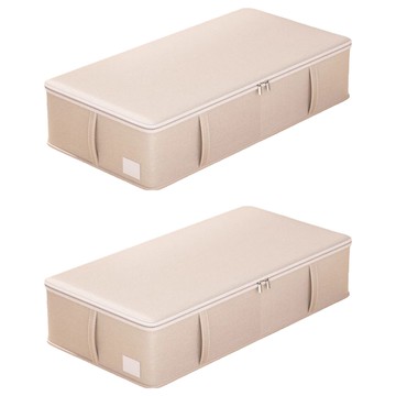 小麥購物 大容量棉被收納箱 L1284 79L  2個  米色  80 x 47 x 21cm