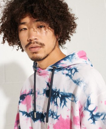 Superdry Men's Unisex Tie Dye Hoodie Multiple Colours / Fuchsia/Deep Navy - Size: L/XL