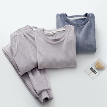 套頭海島絨睡衣男女秋冬季運動衛衣式收口家居服睡眠服懶人可外穿