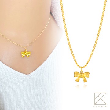 【TLH】黃金墜項鍊 純金999 完美甜心蝴蝶結 約重0.05錢±0.01-廠商直送