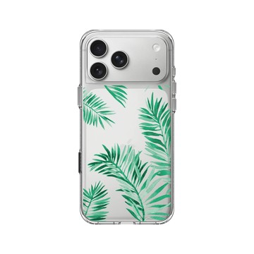iPhone 17 Pro Max Clear Case（相機按鈕） 透明 - 花花草草 / Flowers & Plants - 草綠系列-綠葉1