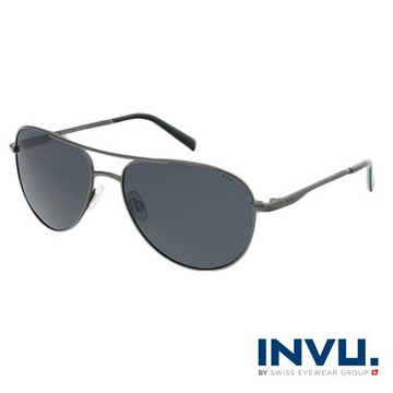 【INVU】瑞士都會簡約飛行員偏光太陽眼鏡(鐵灰 B1106B)