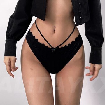 Alitayxx 荊棘 歐美性感細帶女士透氣純棉襠蕾絲花邊辣妹三角內褲