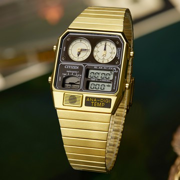 CITIZEN星辰 Chronograph系列 復古雙顯電子腕錶 32.5x40.6mm/JG2103-72X