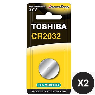 【東芝Toshiba】CR2032鈕扣型 鋰電池2粒裝(3V DL2032鈕型電池 無鉛 無汞)