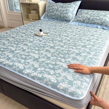 A類乙綸涼席冰絲席三件套可機洗水洗冰絲席單雙人家用空調席子批.