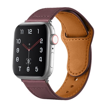 Morbido Apple Watch S7/SE 42/44/45mm復古真皮革錶帶 酒紅